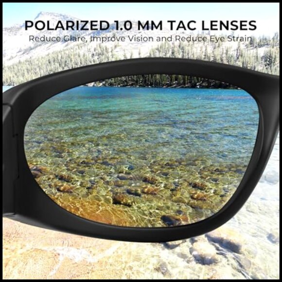 Polarized Sport Sunglasses with Grilamid Frame, Wide Temple Wrap for Driving - Picture 3 of 6